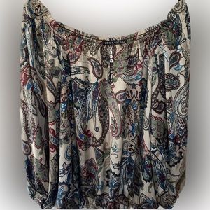 ❤️‍🔥5/20$ ZAC&RACHEL💫 Womens Paisley Print Off The Shoulder Long Sleeve Blouse
